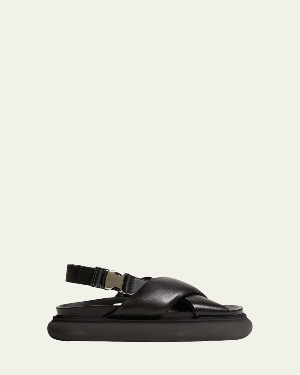 Solarisse Leather Crisscross Slingback Sandals